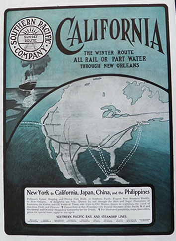 1905 Southern Pacific Railway & Steamship Ad ~ All Rail or Part Water