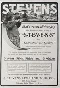 1904 Steven's Rifle Ad ~ What's the Use of Worrying