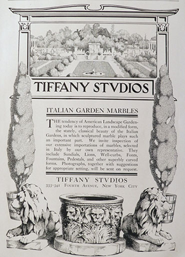 1904 Tiffany Studios Ad ~ Italian Garden Marbles