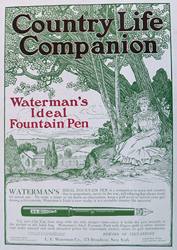 1905 Waterman's Fountain Pen Ad ~ Country Life Companion