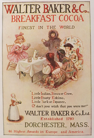 1906 Baker's Cocoa Ad ~ Indian, Eskimo, Japanese Children