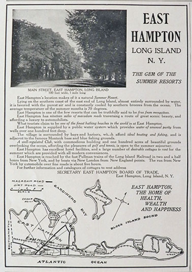 1907 East Hampton, LI Summer Resort Ad