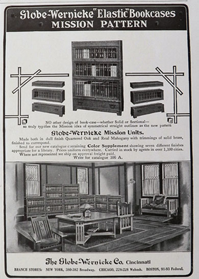 1906 Globe Wernicke Bookcases Ad ~ Mission Style