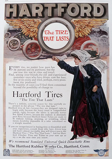 1909 Hartford Tires Ad ~ The Tire That Lasts