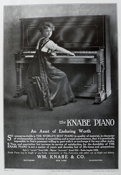 1909 Knabe Piano Ad ~ Oza Waldrop