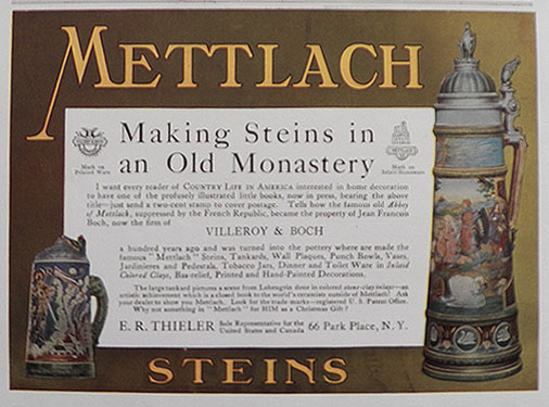 1908 Mettlach Villeroy & Boch Beer Stein Color Ad ~ Lohengrin