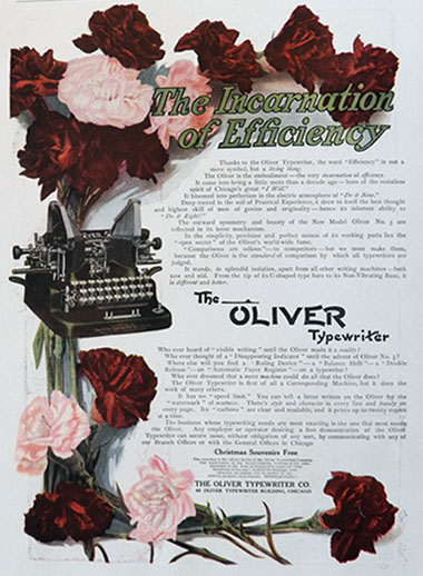 1907 Oliver Typewriter Ad ~ Incarnation of Efficiency