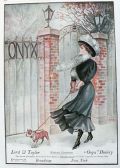 1907 Onyx Hosiery Lord & Taylor Ad ~ Stylish Woman Walks Pitbull Dog