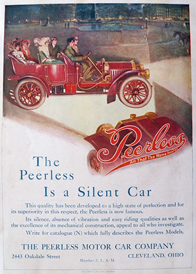 1908 Peerless Motor Car Ad ~ A Silent Car