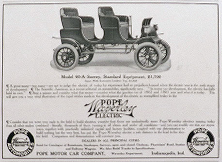 1907 Pope Waverley Electric Car Ad ~ 60A Surrey