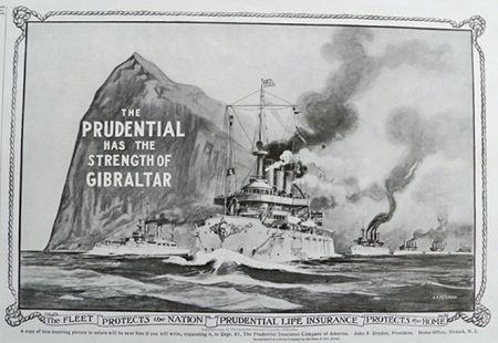 1909 Prudential Insurance Ad ~ The Fleet Protects the Nation