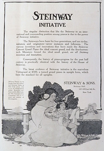 1907 Steinway Piano Ad ~ Woman Plays Mandolin