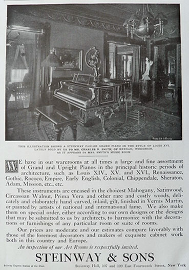 1906 Steinway Piano Ad ~ Neenah, WI