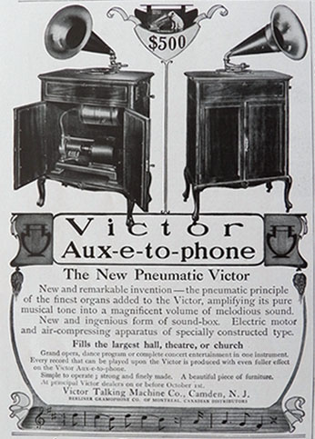 1906 Victor Auxetophone Ad ~ Pneumatic