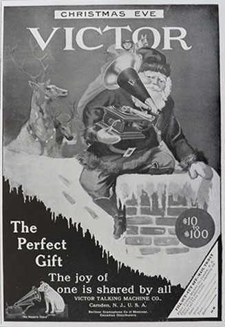 1906 Victor Phonograph Ad ~ Santa Goes Down Chimney