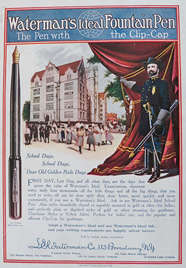 1908 Waterman's Ideal Pen Ad ~ School Days