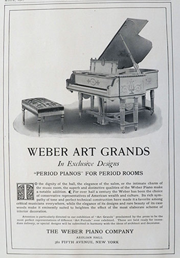 1907 Weber Art Grand Piano Ad ~ Period Pianos