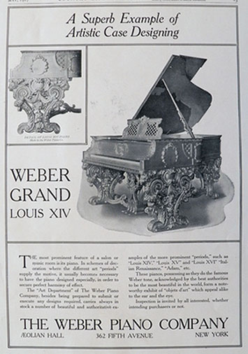 1907 Weber Piano Ad ~ Grand Louis XIV