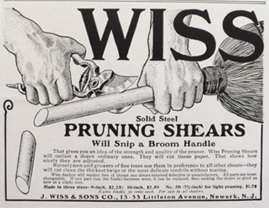 1907 Wiss Pruning Shears Ad ~ WIll Snip a Broom Handle