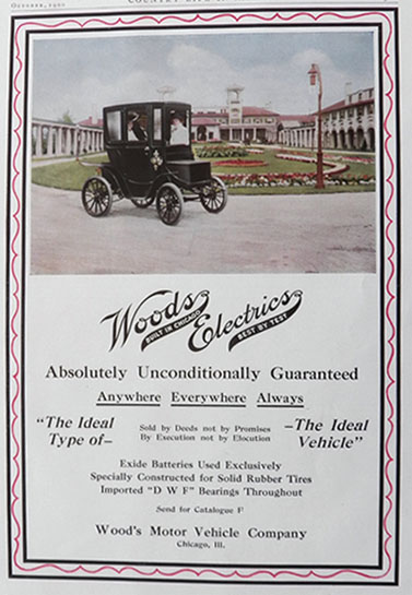 1909 Wood's Electric Automobile Color Ad