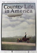 1909 Country Life in America Cover ~ Auto Rides Below Dirigible Blimp