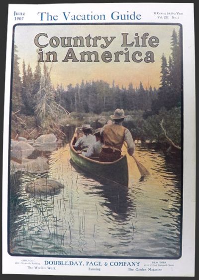 1907 Country Life in America Cover ~ Couple in Canoe