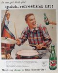 1957 Seven Up 7-Up Soda Ad ~ Drummer