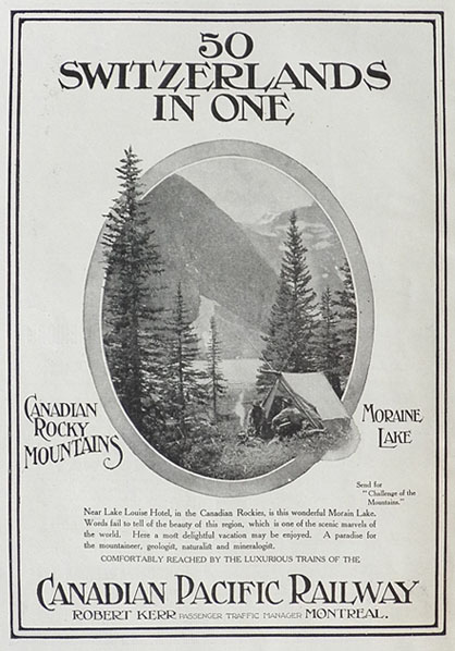 1906 Canadian Pacific Railway Ad ~ Moraine Lake