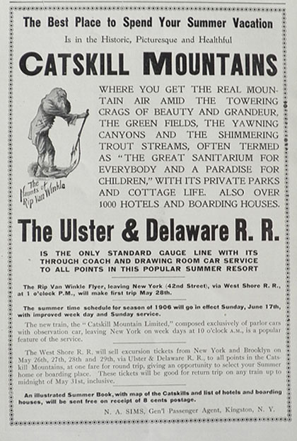 1906 Ulster & Delaware Railroad Ad ~ Catskill Mountains
