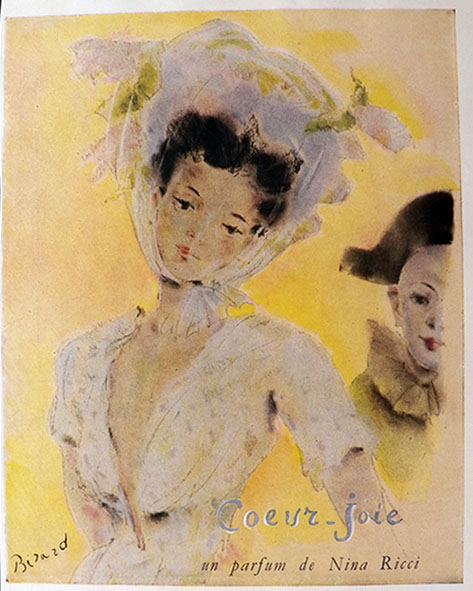 1948 French Nina Ricci Coeur-Joie Perfume Ad ~ Berard, Vintage