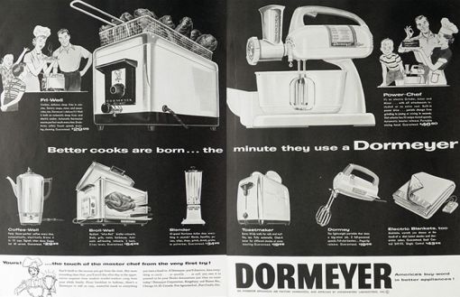 1953 Dormeyer Appliances Ad ~ Power Chef Mixer, Fryer, etc.