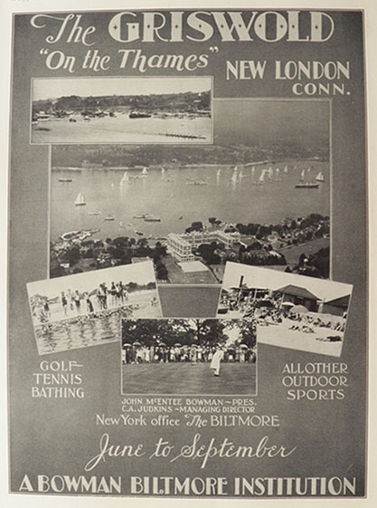 1926 Griswold Hotel Ad w/Photos ~ New London, CT