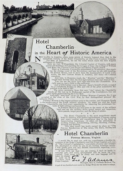 1905 Hotel Chamberlin Ad ~ Fortress Monroe, VA