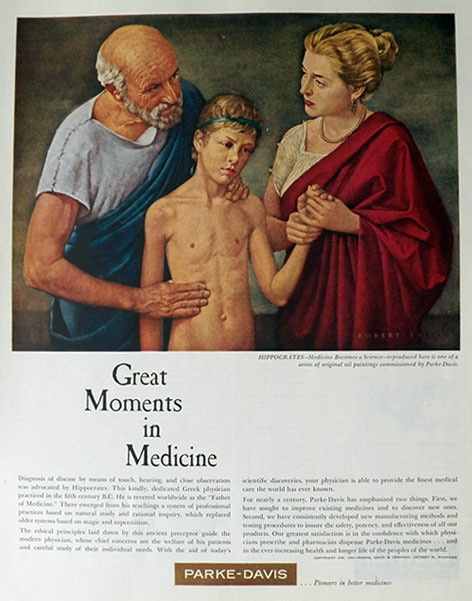 1959 Parke Davis Ad ~ Robert Thom ~ Hippocrates