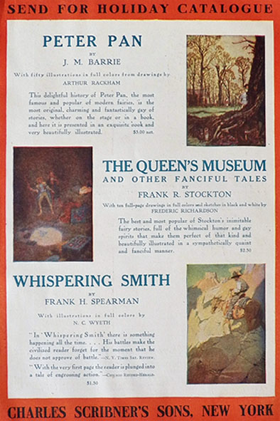 1906 Scribner's Book Ad ~ Peter Pan, Rackham