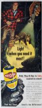 1953 Ray-O-Vac Batteries Ad ~ Man & Dog Find Porcupine