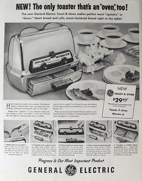 1964 GE Steam Iron and Appliances 1960s Vintage B&W Magazine Ad Buffet Skillet Portable Mixer Toast R Oven