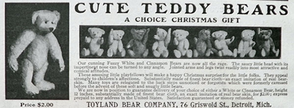 1906 Toyland Bear Company Ad ~ Jointed Teddy Bear