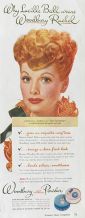 1944 Woodbury Face Powder Ad ~ Lucille Ball