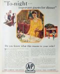 1928 A&P Supermarket Ad ~ Guests for Dinner