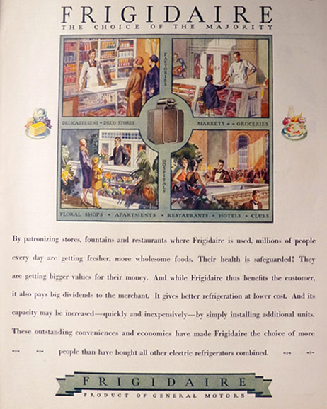 1928 Frigidaire Refrigerator Ad ~ The Choice of the Majority