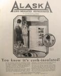 1927 Alaska Cork Insulated Refrigerator Ad