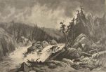 Antique Print ~ Wood Engraving ~ Rapids of the Au Sable River