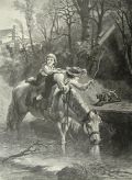Antique Print ~ Wood Engraving ~ Two Boys on Horseback