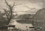 Antique Print ~ Wood Engraving ~ Moonlight on the Shenandoah
