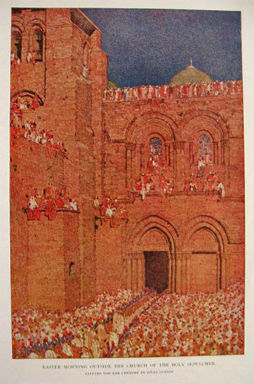 1910 Holy Sepulcher Church, Isreal ~ Jules Guerin Antique Print