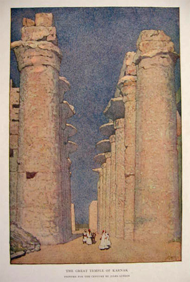 1908 Temple of Karnak, Egypt ~ Jules Guerin Antique Print