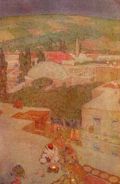 1910 Housetops of Nazareth, Israel ~ Jules Guerin Antique Print