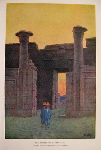 1908 Temple of Medinet-Abu, Egypt ~ Jules Guerin Print