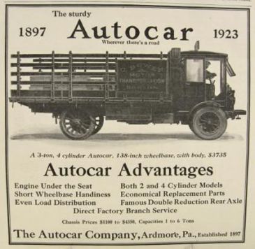 1923 Autocar Ad ~ Bowen Transportation, Boston